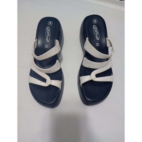 Lower East Side Shoes Slides Womens White Strap Y2K VTG Slip On Chunky Platform - Picture 1 of 10
